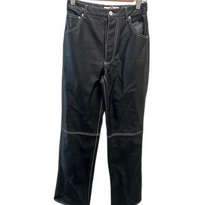 Free‎ People Women's Black Wide-Leg Vegan Leather Pants Standard Size 0